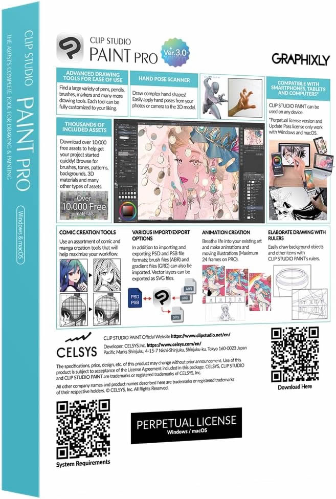 Clip Studio Paint Pro - Version 3, Perpetual License